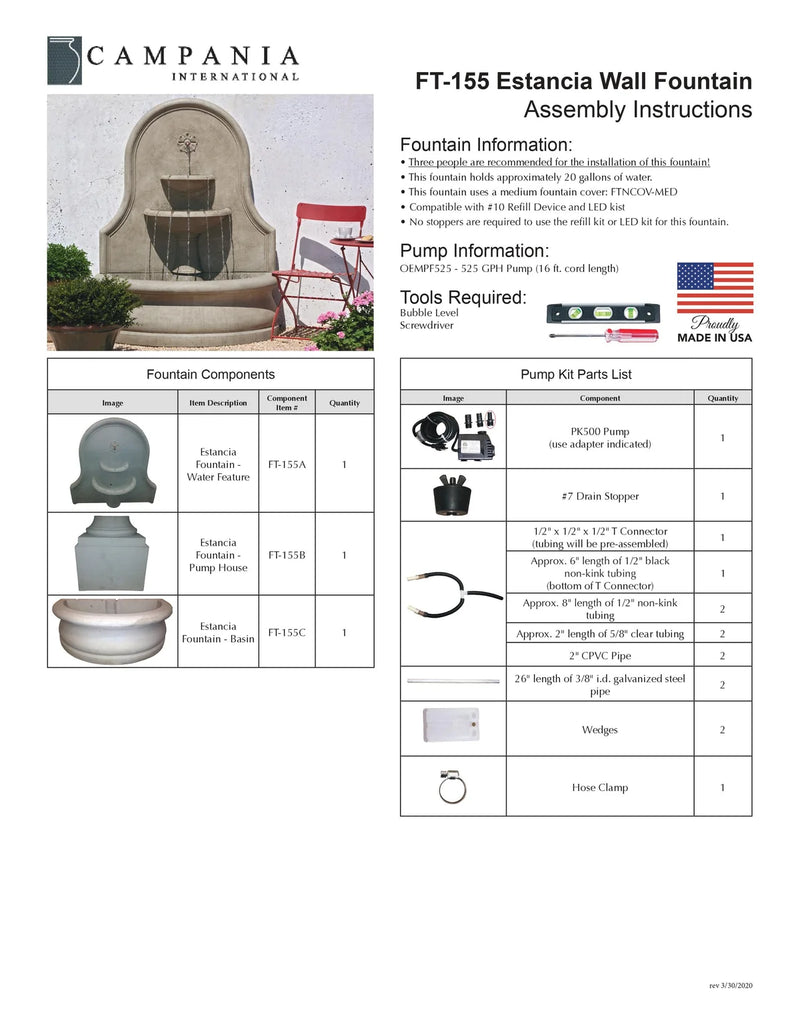 Estancia Wall Water Fountain