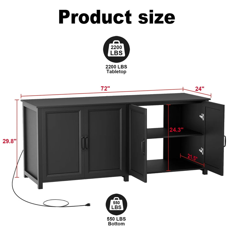 72" x 24" Heavy-Duty Aquarium Stand (125–200 Gallon, 2,200 lb Capacity)