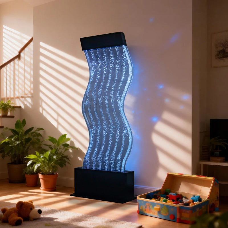48" S-Curved LED Bubble Wall Fountain (19" Wide)